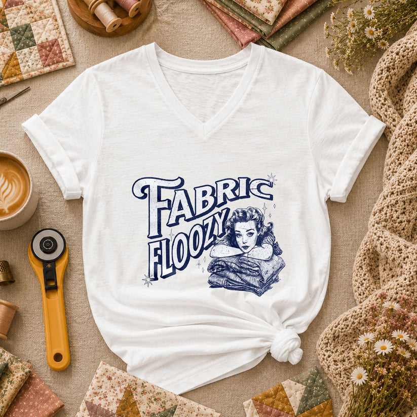 Fabric Floozy Funny Quilter Women's V-Neck - White
