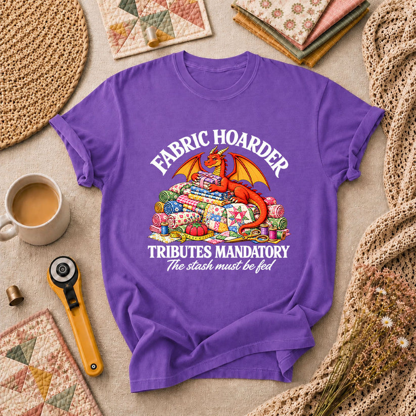 Fabric Hoarder Tributes Mandatory Dragon T-Shirt - Heather Team Purple
