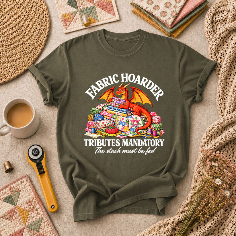 Fabric Hoarder Tributes Mandatory Dragon T-Shirt - Military Green
