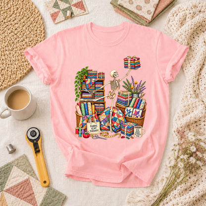 Fabric Is My Therapy Skeleton T-Shirt - Pink
