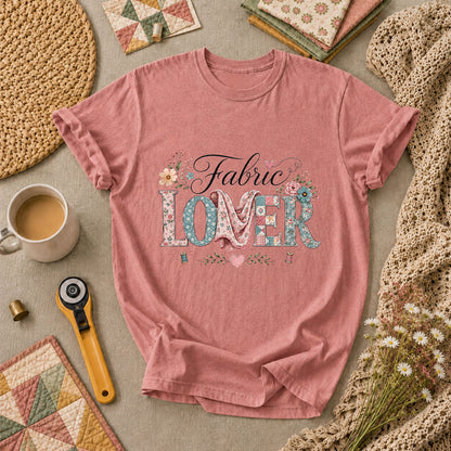 Fabric Lover Floral Patchwork Letters T-Shirt - Heather Mauve