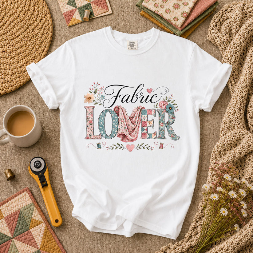 Fabric Lover Floral Patchwork Letters T-Shirt - White