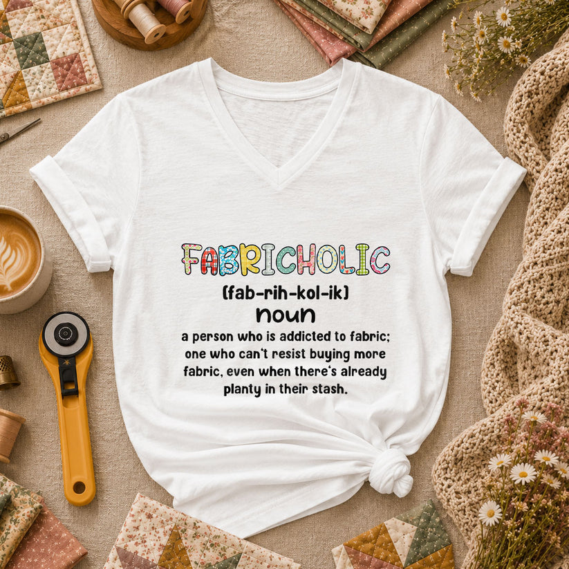 Fabricholic Definition Women's V-Neck - White