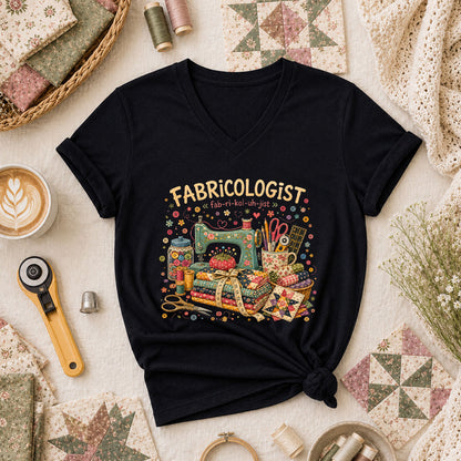 Fabricologist Sewing Definition Women's V-Neck - Black