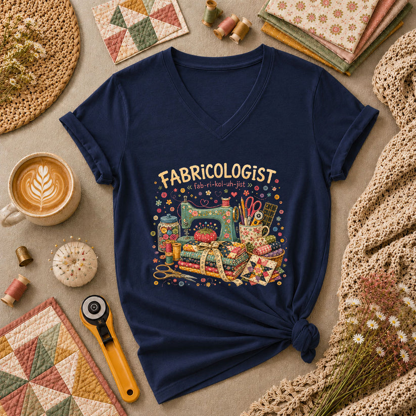Fabricologist Sewing Definition Women's V-Neck - Navy