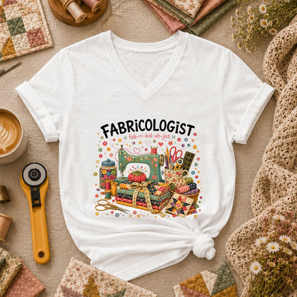Fabricologist Sewing Definition Women's V-Neck - White