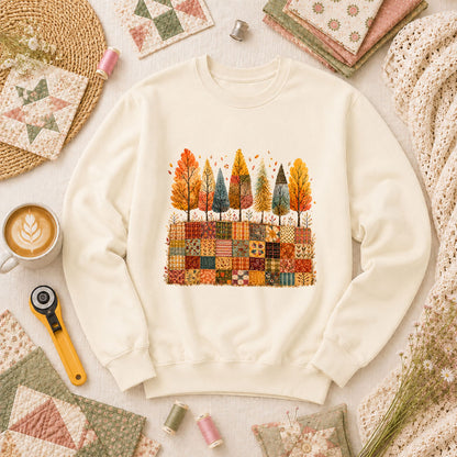 Fall Trees Patchwork Quilt Long Sleeve - Natural