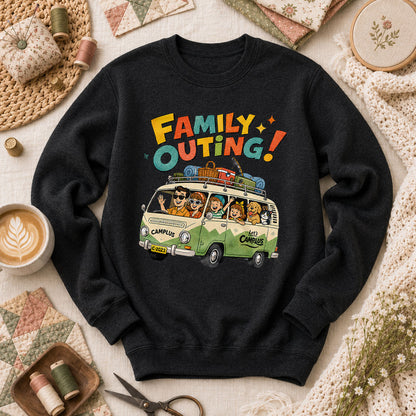 Family Outing Camping Van Long Sleeve - Black