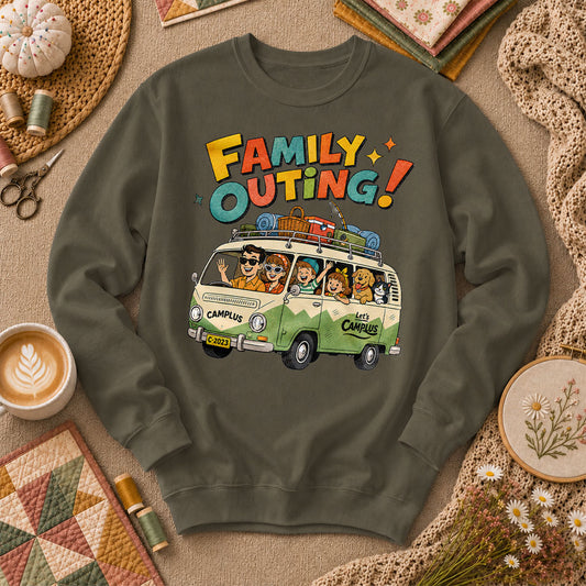 Family Outing Camping Van Long Sleeve - Military Green