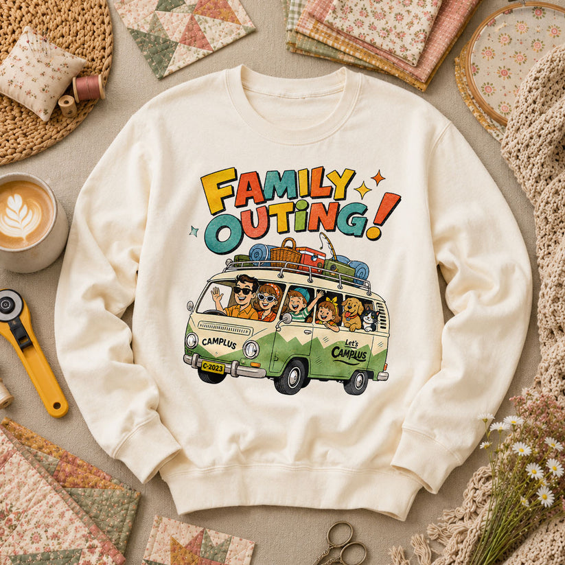 Family Outing Camping Van Long Sleeve - Natural