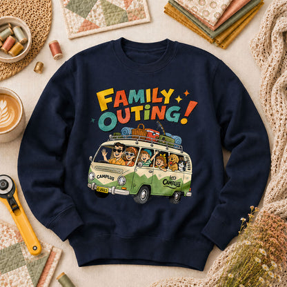 Family Outing Camping Van Long Sleeve - Navy