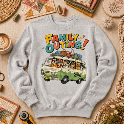 Family Outing Camping Van Long Sleeve - Sport Grey