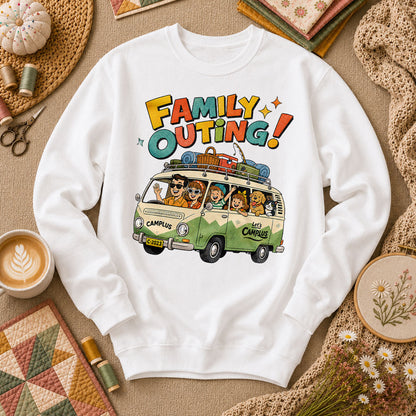 Family Outing Camping Van Long Sleeve - White