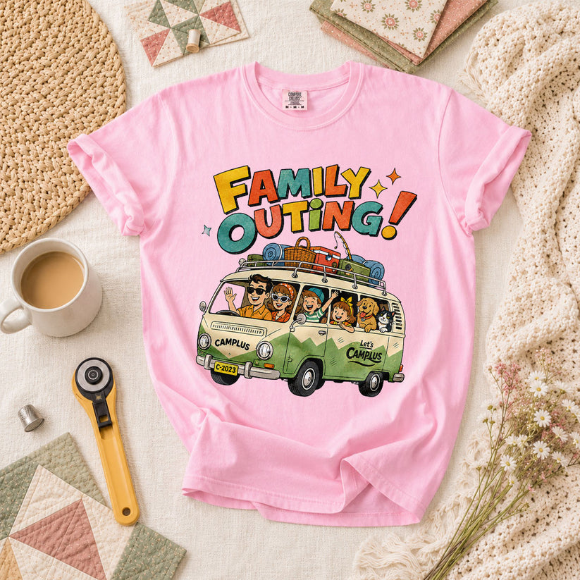 Family Outing Camping Van T-Shirt - Blossom