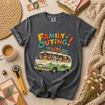 Family Outing Camping Van T-Shirt - Grey