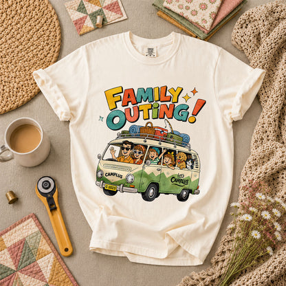 Family Outing Camping Van T-Shirt - Ivory