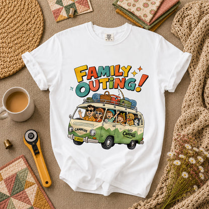 Family Outing Camping Van T-Shirt - White