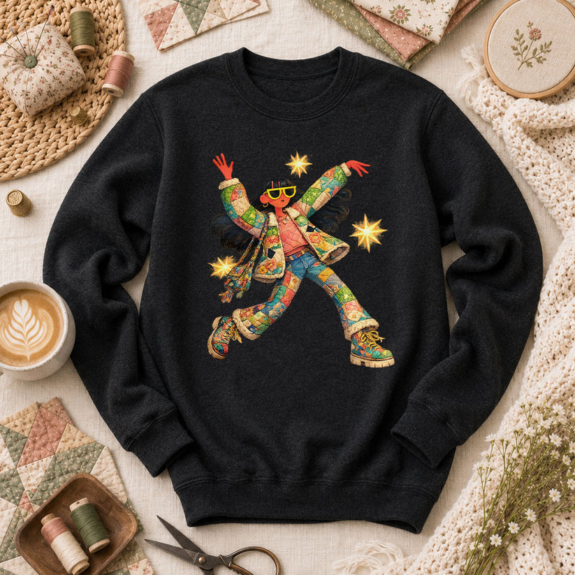 Fantasy Girl Patchwork Long Sleeve - Black