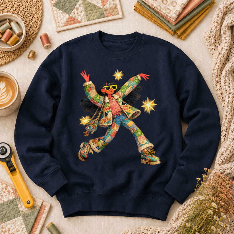 Fantasy Girl Patchwork Long Sleeve - Navy