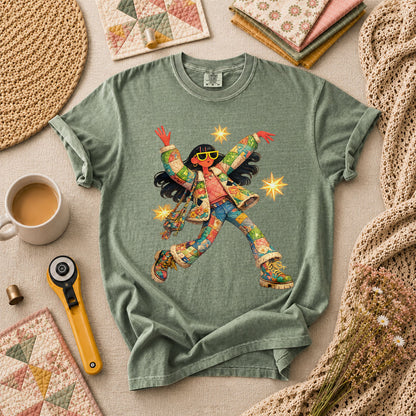 Fantasy Girl Patchwork T-Shirt - Forest Green