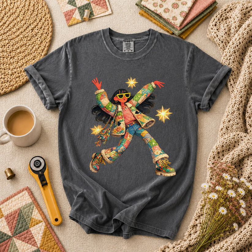 Fantasy Girl Patchwork T-Shirt - Grey