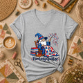 Fantasy Quilter Wizard Patriotic Women's V-Neck