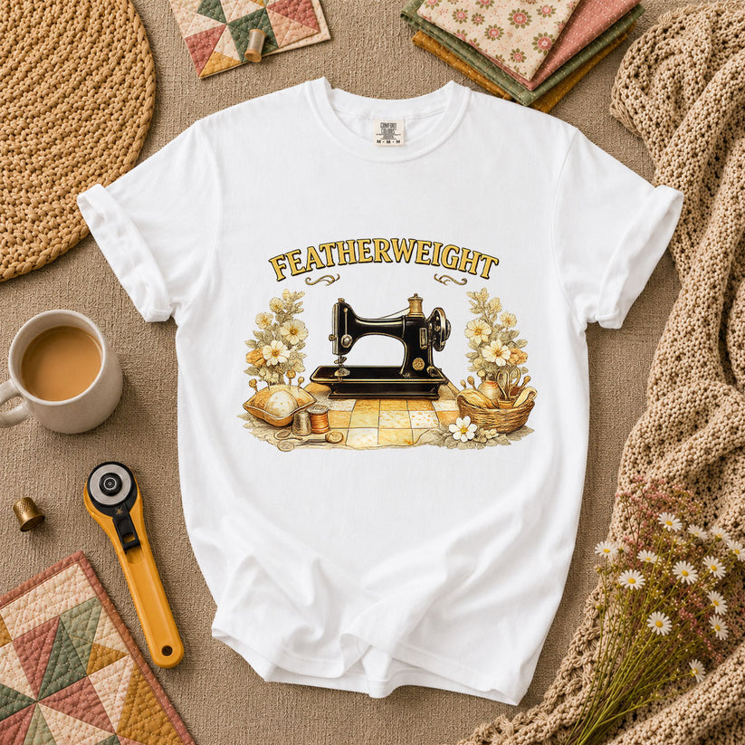 Featherweight Vintage Sewing Machine T-Shirt - White