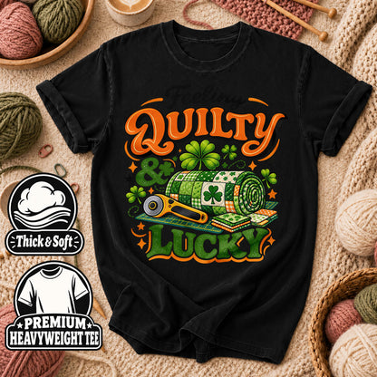 Feeling Quilty And Lucky Shamrock T-Shirt - Black
