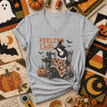 Feeling Quilty Witch Halloween Women's V-Neck