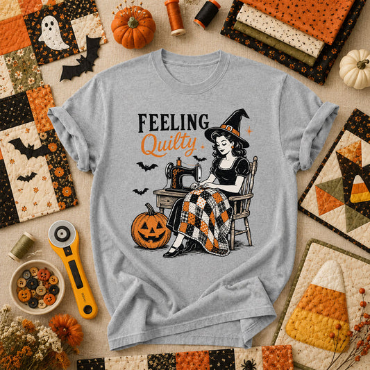 Feeling Quilty Witch Vintage T-Shirt - Athletic Heather