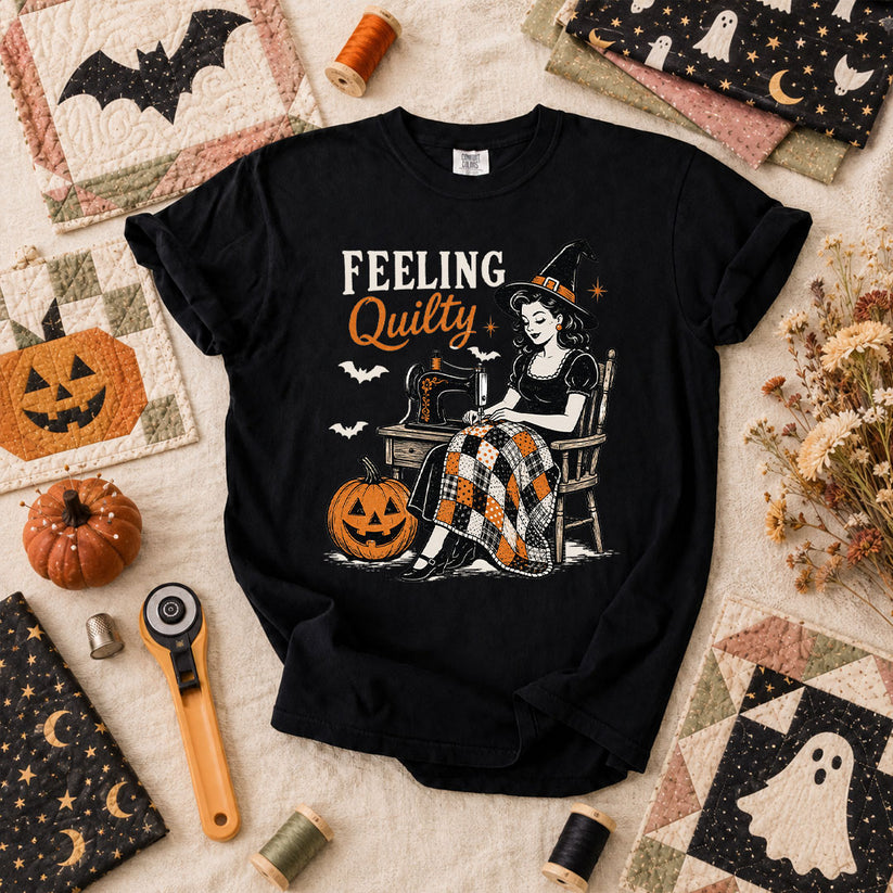 Feeling Quilty Witch Vintage T-Shirt - Black