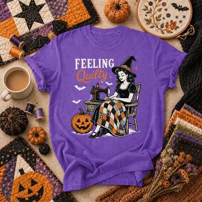 Feeling Quilty Witch Vintage T-Shirt - Heather Team Purple