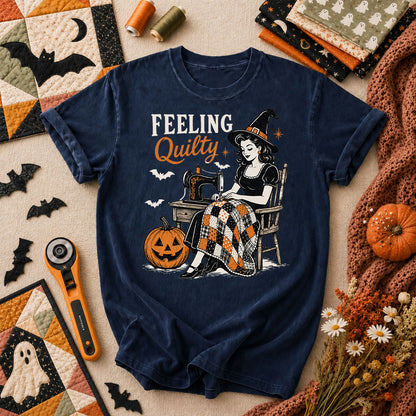 Feeling Quilty Witch Vintage T-Shirt - Navy