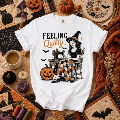 Feeling Quilty Witch Vintage T-Shirt - White