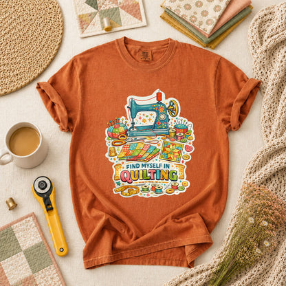 Find Myself In Quilting Sewing Machine T-Shirt - Yam