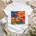American Flag Wildflower Patchwork T-shirt