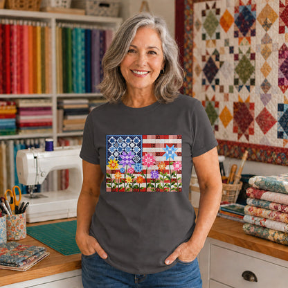 American Flag Quilt T-shirt