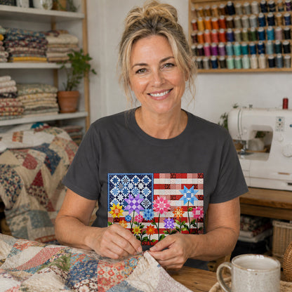 American Flag Quilt T-shirt
