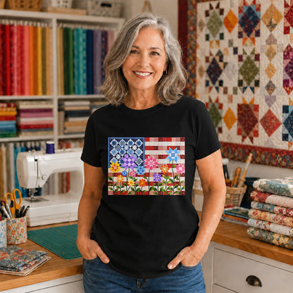 American Flag Quilt T-shirt