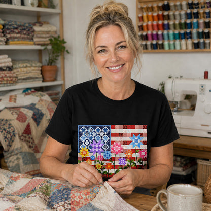 American Flag Quilt T-shirt