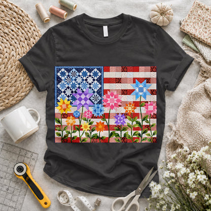 American Flag Quilt T-shirt