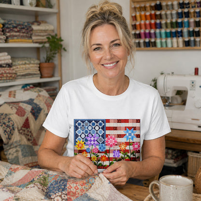 American Flag Quilt T-shirt