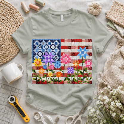 American Flag Quilt T-shirt