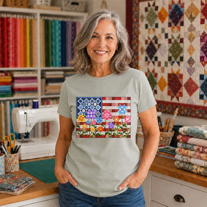 American Flag Quilt T-shirt