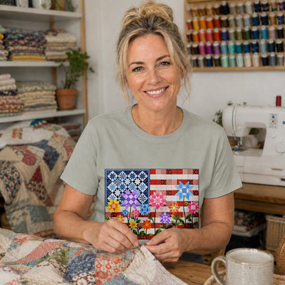 American Flag Quilt T-shirt