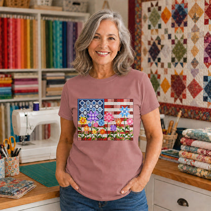 American Flag Quilt T-shirt