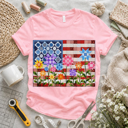 American Flag Quilt T-shirt