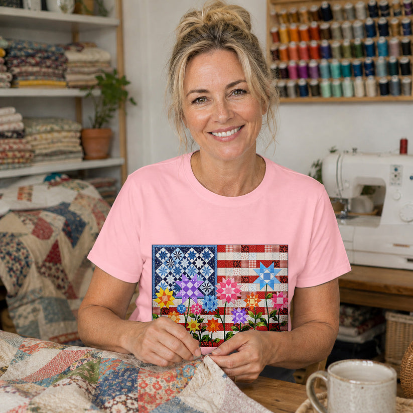 American Flag Quilt T-shirt