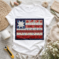 American Flag Floral Quilt T-shirt