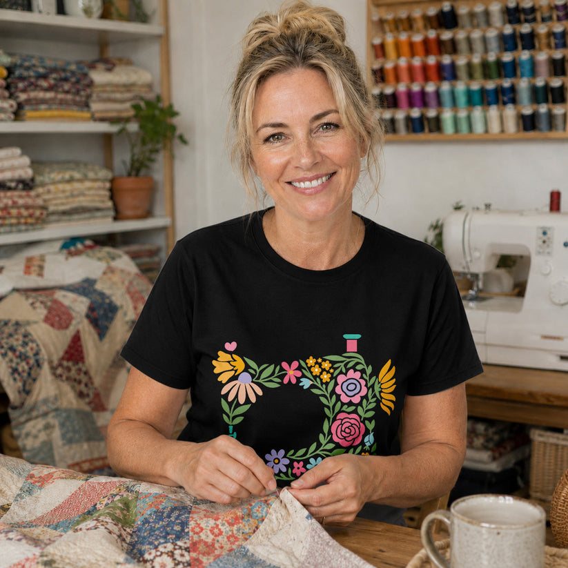 Floral Sewing Machine T-shirt